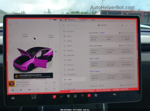 7SAYGDEDXTF378062 2026 TESLA MODEL Y White Widok tylnych siedzeń