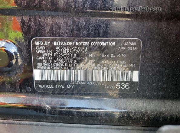 JA4AT4AA1JZ060905 2018 MITSUBISHI ECLIPSE Black Widok naklejki z numerem VIN
