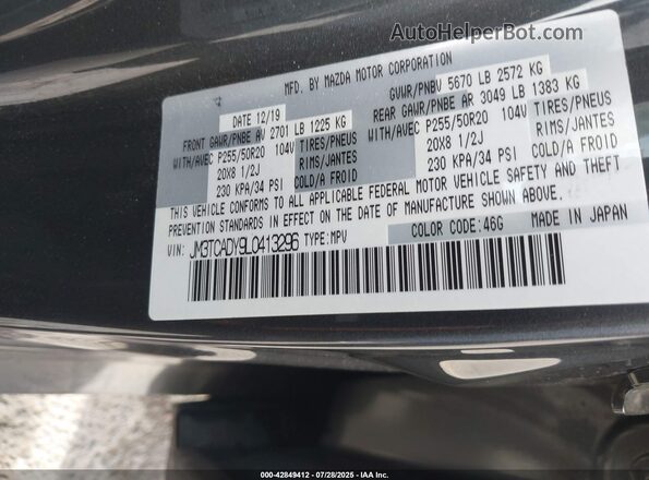 JM3TCADY9L0413296 2020 MAZDA CX-9 Gray Widok komory silnika