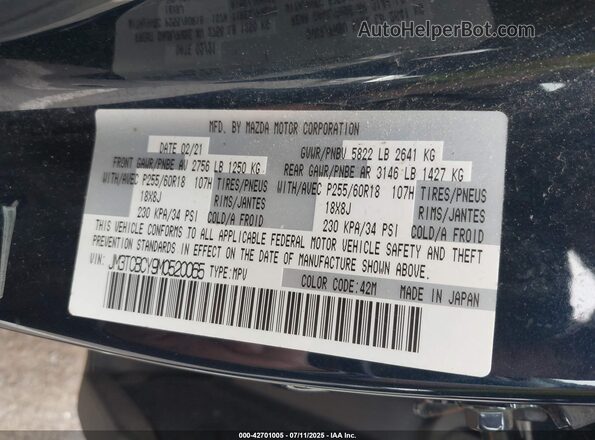 JM3TCBCY9M0520065 2021 MAZDA CX-9 Синий Вид подкапотного пространства