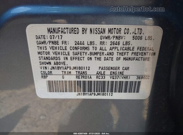 JN1BY1AP9JM180112 2018 INFINITI Q70 Blue Вид підкапотного простору
