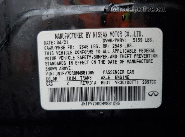 JN1FV7DR0MM881085 2021 INFINITI Q50 Black Widok komory silnika