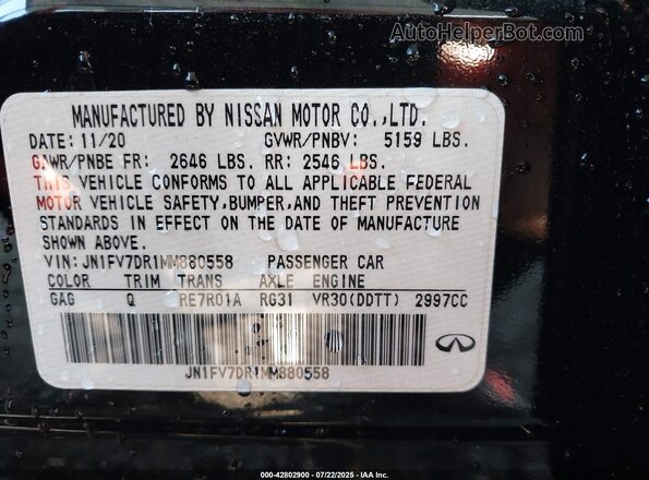 JN1FV7DR1MM880558 2021 INFINITI Q50 Black Widok komory silnika