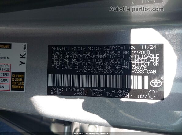 JTDACACU7R3037686 2024 TOYOTA PRIUS PRIME Серый Вид подкапотного пространства