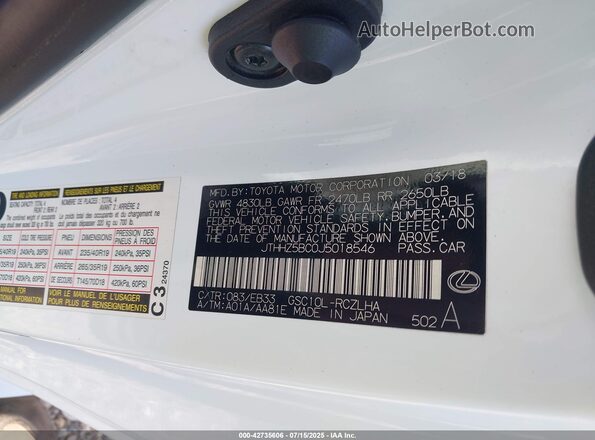 JTHHZ5BC0J5018546 2018 LEXUS RC White Engine compartment view