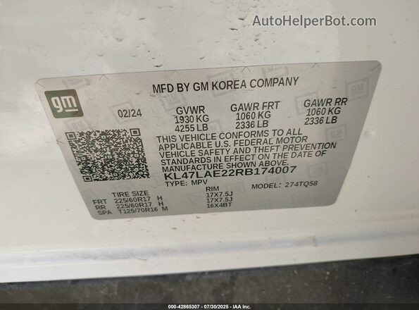 KL47LAE22RB174007 2024 BUICK OTHER White Вид підкапотного простору