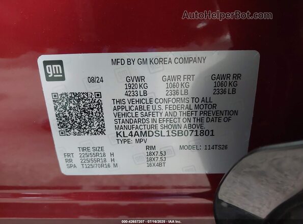 KL4AMDSL1SB071801 2025 BUICK ENCORE Burgundy Engine compartment view