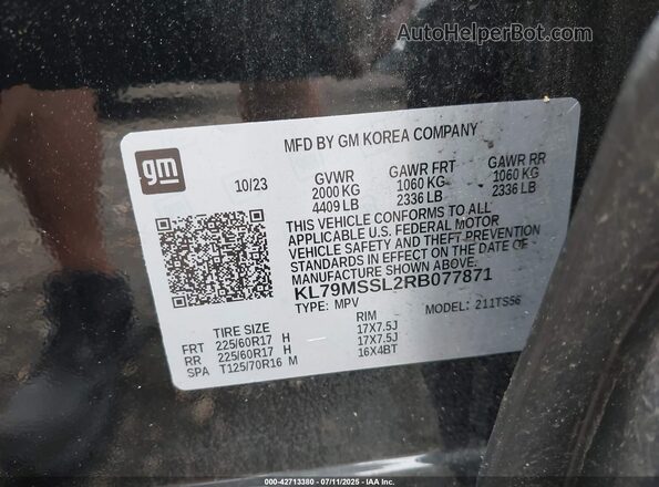 KL79MSSL2RB077871 2024 CHEVROLET TRAILBLAZER Black Շարժիչի բաժամունքի տեսք
