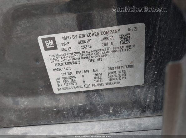 KL7CJKSB7MB304678 2021 CHEVROLET TRAX Black Widok komory silnika