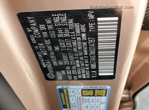 KM8J74A67MU014787 2021 HYUNDAI NEXO Коричневый Вид наклейки с VIN-кодом