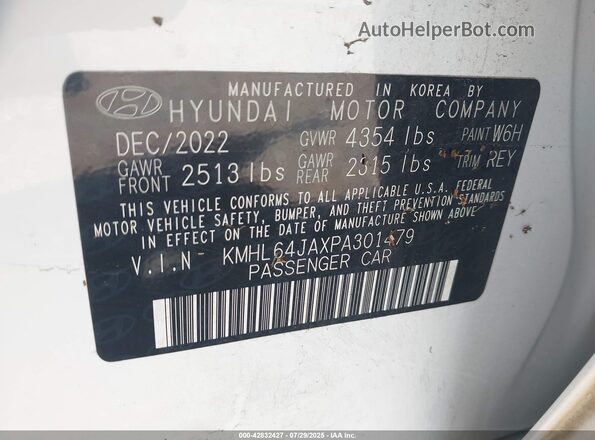 KMHL64JAXPA301479 2023 HYUNDAI SONATA White Շարժիչի բաժամունքի տեսք