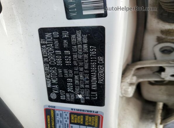 KNADM4A36H6117657 2017 KIA RIO White Շարժիչի բաժամունքի տեսք