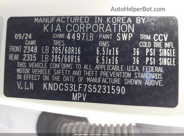 KNDCS3LF7S5231590 2025 KIA NIRO White Widok komory silnika