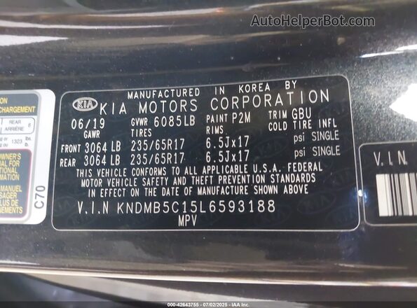 KNDMB5C15L6593188 2020 KIA SEDONA Gray Widok komory silnika