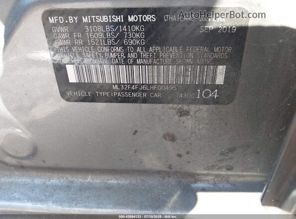 ML32F4FJ6LHF00495 2020 MITSUBISHI MIRAGE G4 Gray Vista del compartimento del motor