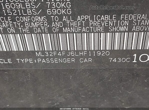ML32F4FJ6LHF11920 2020 MITSUBISHI MIRAGE G4 Black Вид підкапотного простору