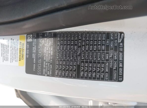 SADFM2GX2L1013655 2020 JAGUAR E-PACE Белый Вид подкапотного пространства