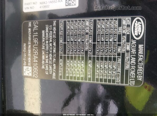 SAL1L9FU2RA410602 2024 LAND ROVER RANGE ROVER SPORT Black Vista del compartimento del motor