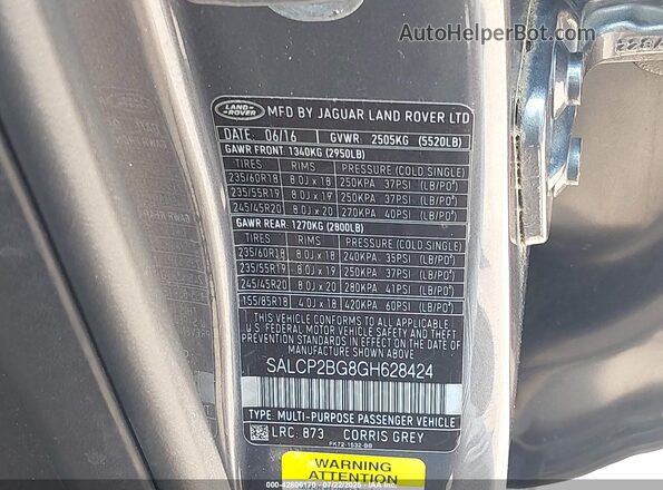 SALCP2BG8GH628424 2016 LAND ROVER DISCOVERY SPORT Gray ძრავის განყოფილების ხედი