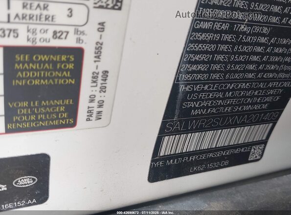 SALWR2SUXNA201409 2022 LAND ROVER RANGE ROVER SPORT White Շարժիչի բաժամունքի տեսք