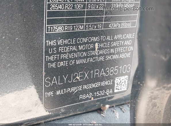 SALYJ2EX1RA385103 2024 LAND ROVER RANGE ROVER VELAR Серый Вид подкапотного пространства