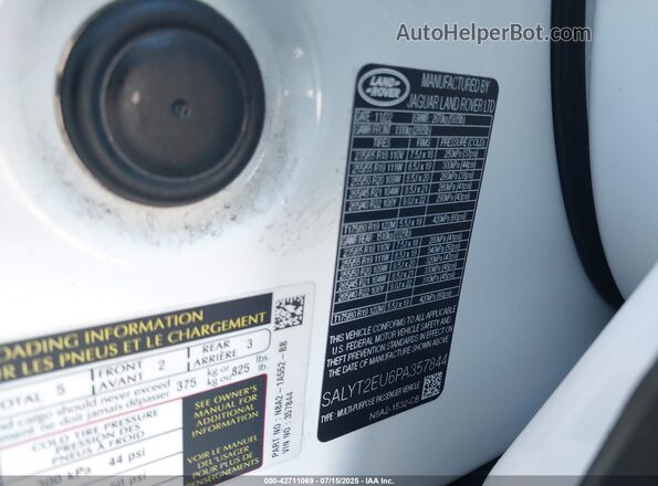 SALYT2EU6PA357844 2023 LAND ROVER RANGE ROVER VELAR Белый Вид подкапотного пространства