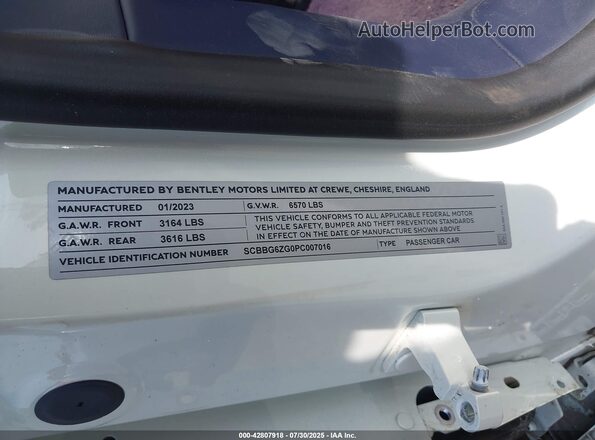SCBBG6ZG0PC007016 2023 BENTLEY OTHER Белый Вид подкапотного пространства