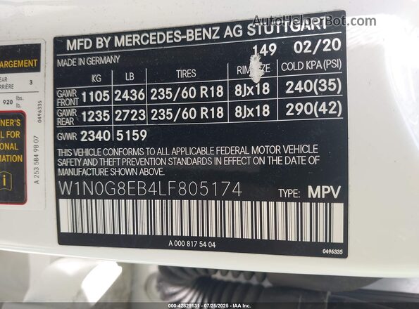 W1N0G8EB4LF805174 2020 MERCEDES-BENZ GLC 300 Белый Вид подкапотного пространства