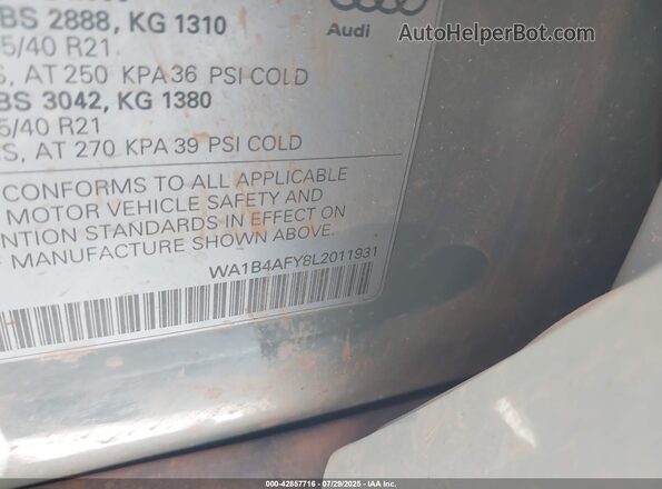 WA1B4AFY8L2011931 2020 AUDI SQ5 Серый Вид подкапотного пространства