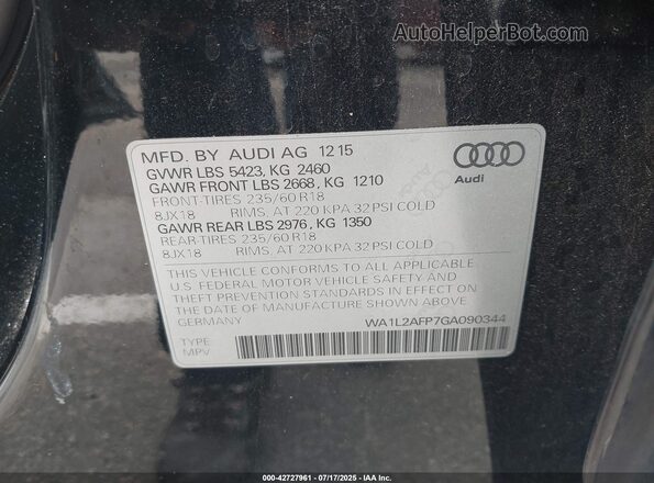 WA1L2AFP7GA090344 2016 AUDI Q5 Black Вид підкапотного простору
