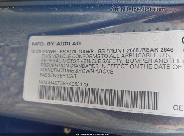 WAUB4CF59RA053429 2024 AUDI S5 Серый Вид подкапотного пространства