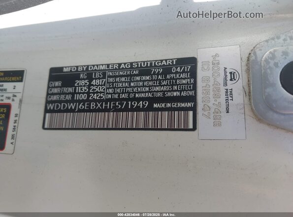 WDDWJ6EBXHF571949 2017 MERCEDES-BENZ AMG C 43 White Engine compartment view