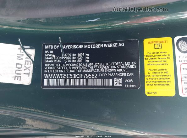 WMWWG5C53K3F79562 2019 MINI CONVERTIBLE Green Engine compartment view