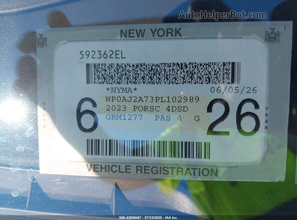 WP0AJ2A73PL102989 2023 PORSCHE PANAMERA Серый Вид подкапотного пространства