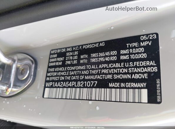 WP1AA2A54PLB21077 2023 PORSCHE MACAN Gray Vista del compartimento del motor