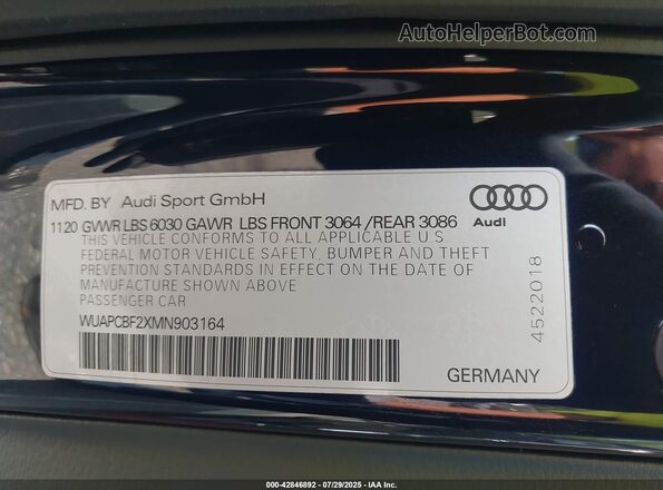 WUAPCBF2XMN903164 2021 AUDI RS7 Black Շարժիչի բաժամունքի տեսք