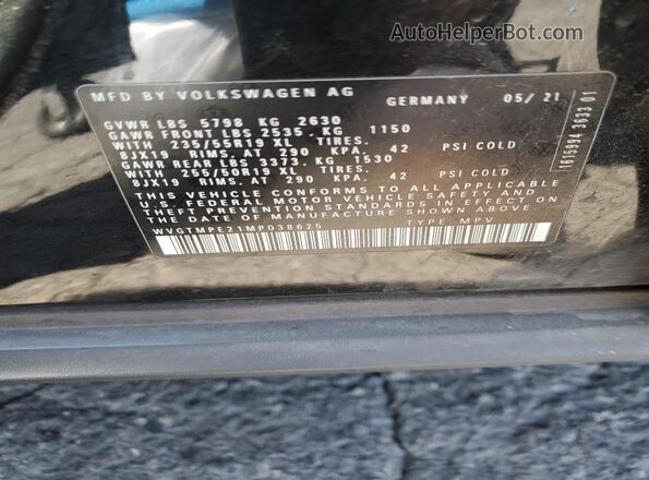 WVGTMPE21MP038625 2021 VOLKSWAGEN ID.4 Black Widok naklejki z numerem VIN
