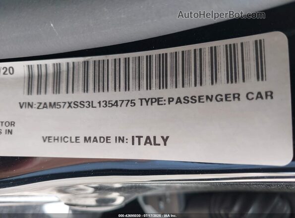ZAM57XSS3L1354775 2020 MASERATI GHIBLI Черный Вид подкапотного пространства