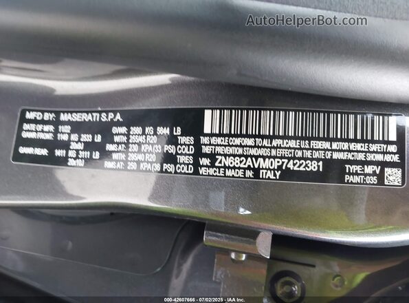 ZN682AVM0P7422381 2023 MASERATI GRECALE Gray Engine compartment view