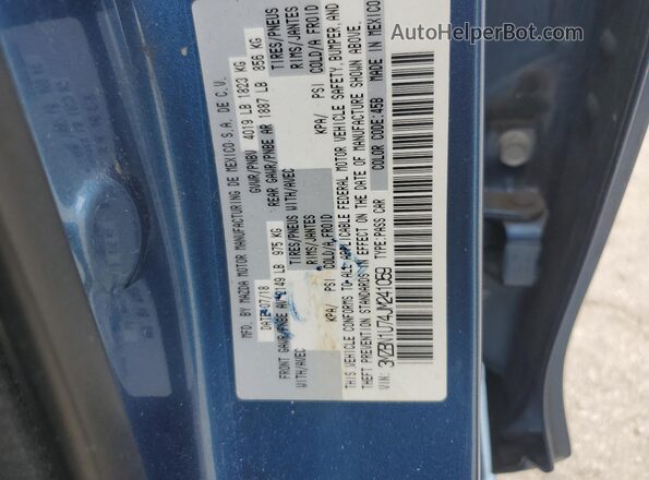 3MZBN1U74JM241059 2018 MAZDA 3 Синий Вид наклейки с VIN-кодом