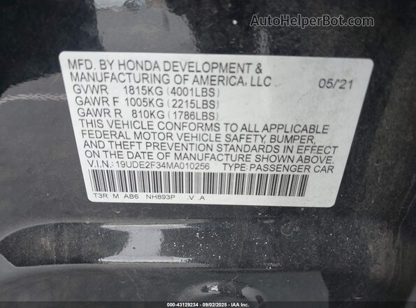 19UDE2F34MA010256 2021 ACURA ILX Black Widok komory silnika
