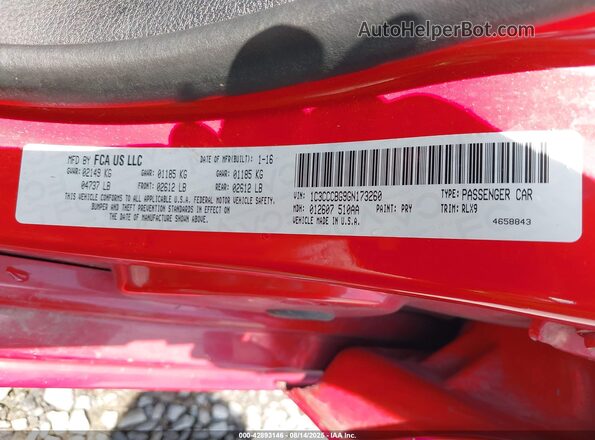 1C3CCCBG9GN173260 2016 CHRYSLER 200 Red Engine compartment view