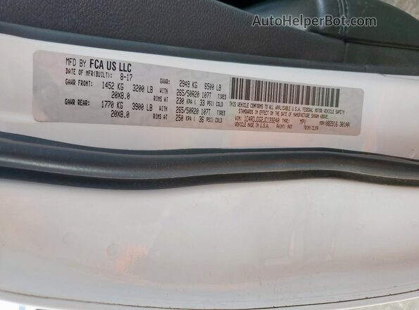 1C4RDJDG2JC133240 2018 DODGE DURANGO White VIN კოდის სტიკერის ხედი