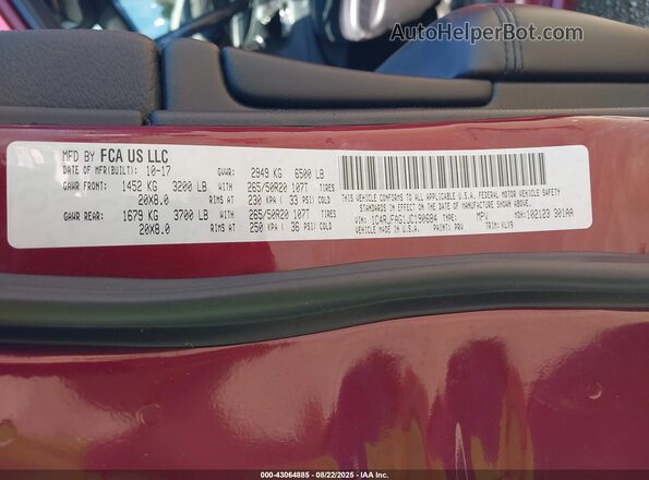 1C4RJFAG1JC190684 2018 JEEP GRAND CHEROKEE Красный Вид подкапотного пространства