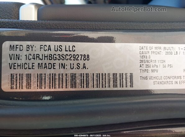 1C4RJHBG3SC292788 2025 JEEP GRAND CHEROKEE Pewter Vista del compartimento del motor