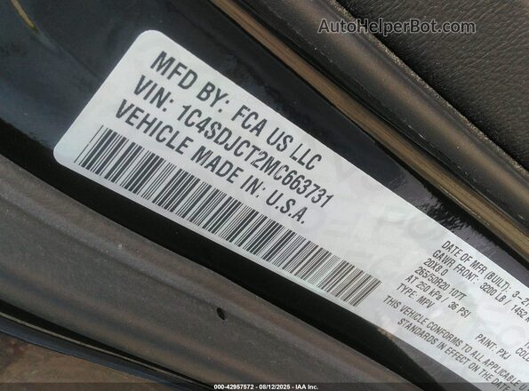 1C4SDJCT2MC663731 2021 DODGE DURANGO Black Widok komory silnika
