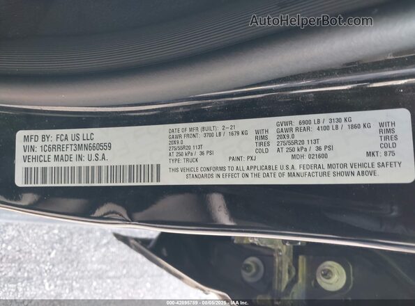 1C6RREFT3MN660559 2021 RAM 1500 Черный Вид подкапотного пространства
