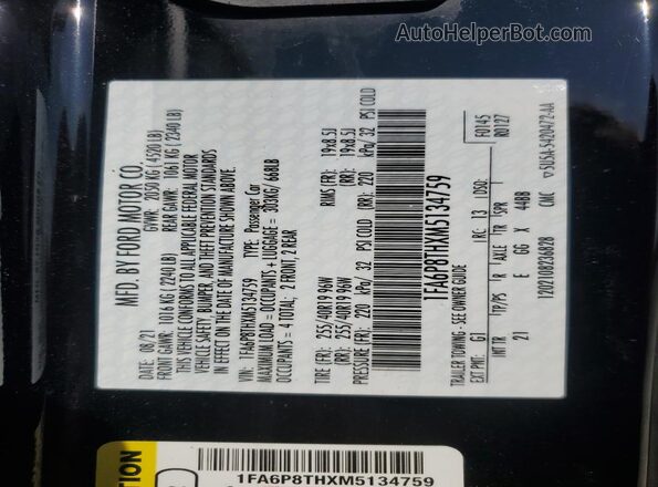 1FA6P8THXM5134759 2021 FORD MUSTANG Black Widok komory silnika