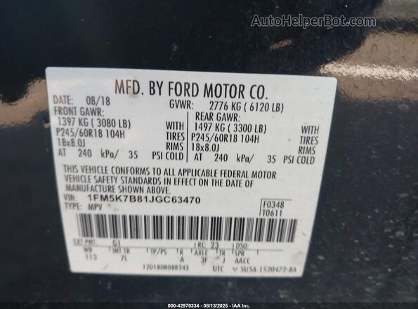 1FM5K7B81JGC63470 2018 FORD FORD EXPLORER Black Вид підкапотного простору