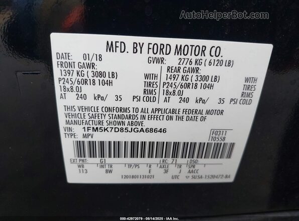1FM5K7D85JGA68646 2018 FORD FORD EXPLORER Черный Вид подкапотного пространства